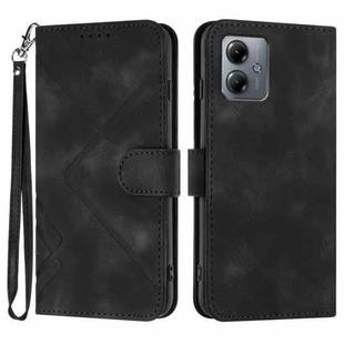 For Motorola Moto G14 Line Pattern Skin Feel Leather Phone Case(Black)