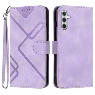 For Samsung Galaxy M34 Line Pattern Skin Feel Leather Phone Case(Light Purple)