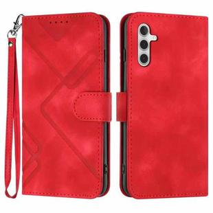 For Samsung Galaxy M54 Line Pattern Skin Feel Leather Phone Case(Red)