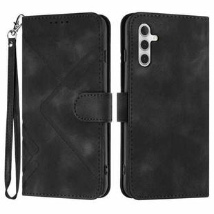 For Samsung Galaxy M54 Line Pattern Skin Feel Leather Phone Case(Black)