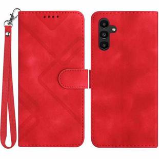 For Samsung Galaxy A25 Line Pattern Skin Feel Leather Phone Case(Red)