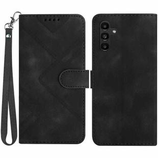 For Samsung Galaxy S23 FE 5G Line Pattern Skin Feel Leather Phone Case(Black)