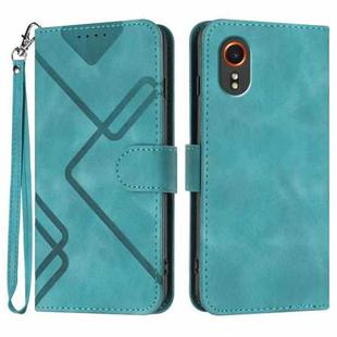 For Samsung Galaxy Xcover7 5G Line Pattern Skin Feel Leather Phone Case(Light Blue)