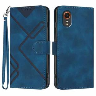 For Samsung Galaxy Xcover7 5G Line Pattern Skin Feel Leather Phone Case(Royal Blue)