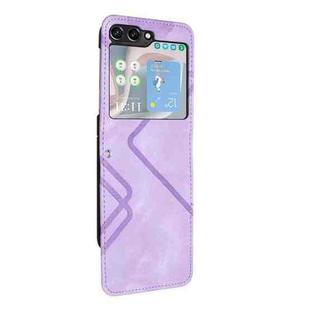 For Samsung Galaxy Z Flip5 Line Pattern Skin Feel Leather Phone Case(Light Purple)