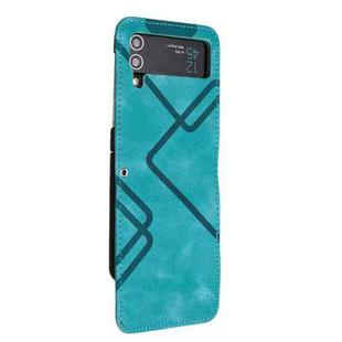 For Samsung Galaxy Z Flip4 Line Pattern Skin Feel Leather Phone Case(Light Blue)