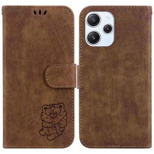 For Xiaomi Redmi 12 Little Tiger Embossed Leather Phone Case(Brown)