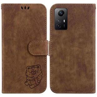 For Xiaomi Redmi Note 12S Little Tiger Embossed Leather Phone Case(Brown)