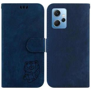 For Redmi Note 12 4G Global Little Tiger Embossed Leather Phone Case(Dark Blue)