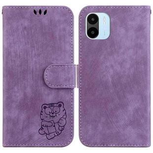 For Xiaomi Redmi A1 / A2 Little Tiger Embossed Leather Phone Case(Purple)