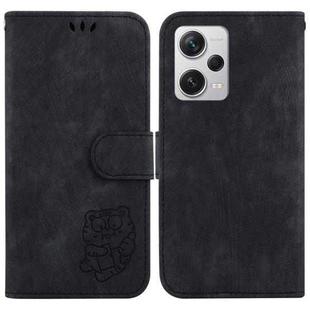 For Redmi Note 12 Pro+ Global Little Tiger Embossed Leather Phone Case(Black)