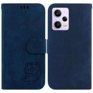 For Redmi Note 12 Pro 5G Global Little Tiger Embossed Leather Phone Case(Dark Blue)