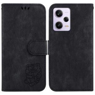 For Redmi Note 12 Pro 5G Global Little Tiger Embossed Leather Phone Case(Black)