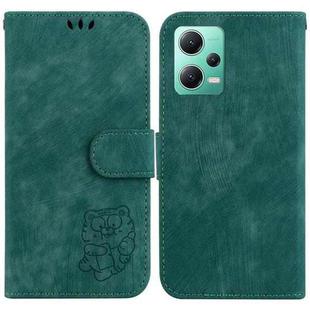 For Redmi Note 12 5G Global Little Tiger Embossed Leather Phone Case(Green)