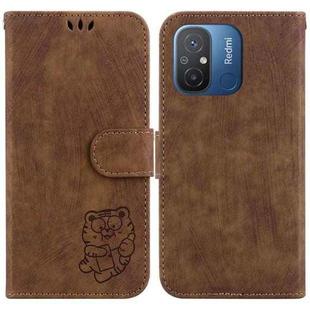 For Xiaomi Redmi 12C / 11A Little Tiger Embossed Leather Phone Case(Brown)