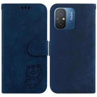 For Xiaomi Redmi 12C / 11A Little Tiger Embossed Leather Phone Case(Dark Blue)