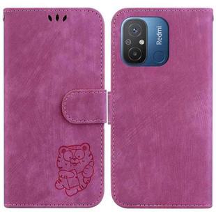For Xiaomi Redmi 12C / 11A Little Tiger Embossed Leather Phone Case(Rose Red)