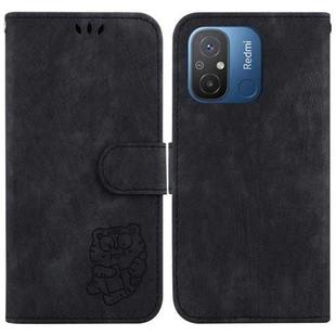 For Xiaomi Redmi 12C / 11A Little Tiger Embossed Leather Phone Case(Black)