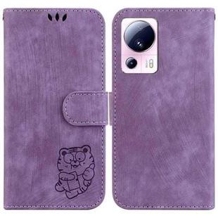 For Xiaomi 13 Lite / Civi 2 Little Tiger Embossed Leather Phone Case(Purple)