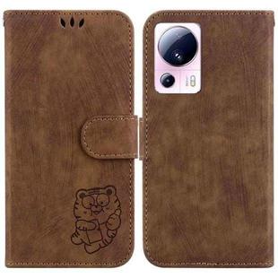 For Xiaomi 13 Lite / Civi 2 Little Tiger Embossed Leather Phone Case(Brown)