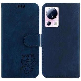 For Xiaomi 13 Lite / Civi 2 Little Tiger Embossed Leather Phone Case(Dark Blue)