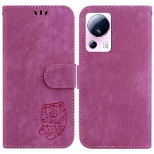 For Xiaomi 13 Lite / Civi 2 Little Tiger Embossed Leather Phone Case(Rose Red)