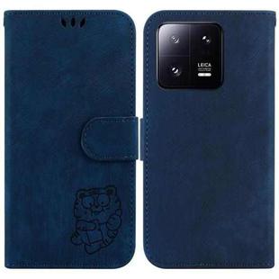 For Xiaomi 13 Pro Little Tiger Embossed Leather Phone Case(Dark Blue)