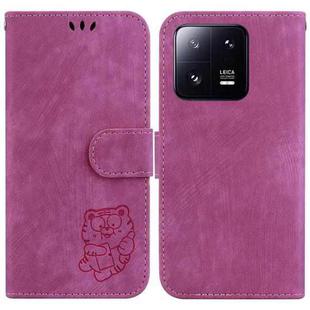 For Xiaomi 13 Pro Little Tiger Embossed Leather Phone Case(Rose Red)