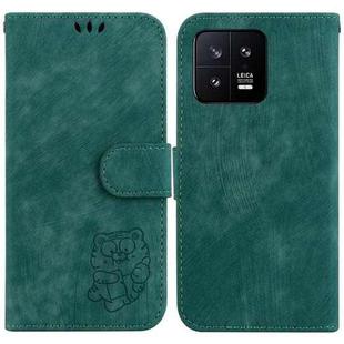 For Xiaomi 13 5G Little Tiger Embossed Leather Phone Case(Green)