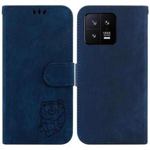 For Xiaomi 13 5G Little Tiger Embossed Leather Phone Case(Dark Blue)