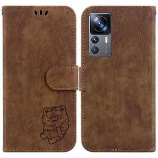 For Xiaomi 12T / 12T Pro Little Tiger Embossed Leather Phone Case(Brown)