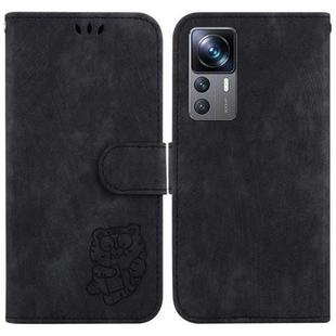 For Xiaomi 12T / 12T Pro Little Tiger Embossed Leather Phone Case(Black)