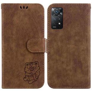 For Redmi Note 11 Pro 4G/5G Global Little Tiger Embossed Leather Phone Case(Brown)