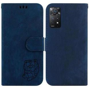 For Redmi Note 11 Pro 4G/5G Global Little Tiger Embossed Leather Phone Case(Dark Blue)