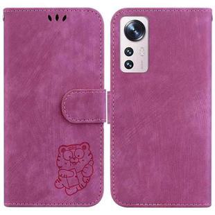 For Xiaomi 12 Lite Little Tiger Embossed Leather Phone Case(Rose Red)