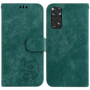 For Redmi Note 11 Global / Note 11S Little Tiger Embossed Leather Phone Case(Green)