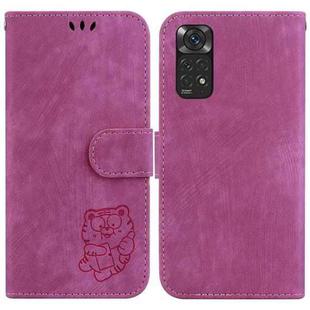 For Redmi Note 11 Global / Note 11S Little Tiger Embossed Leather Phone Case(Rose Red)