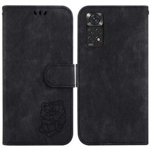 For Redmi Note 11 Global / Note 11S Little Tiger Embossed Leather Phone Case(Black)