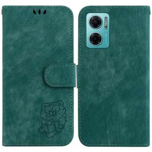 For Redmi Note 11E / Redmi 10 5G Little Tiger Embossed Leather Phone Case(Green)