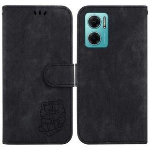 For Redmi Note 11E / Redmi 10 5G Little Tiger Embossed Leather Phone Case(Black)