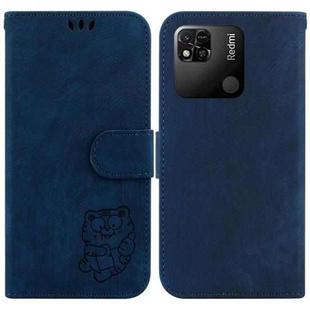 For Xiaomi Redmi 10A Little Tiger Embossed Leather Phone Case(Dark Blue)