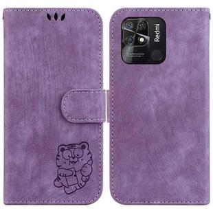 For Xiaomi Redmi 10C Little Tiger Embossed Leather Phone Case(Purple)