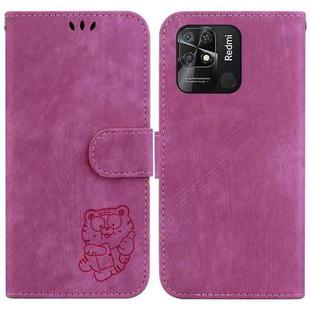 For Xiaomi Redmi 10C Little Tiger Embossed Leather Phone Case(Rose Red)
