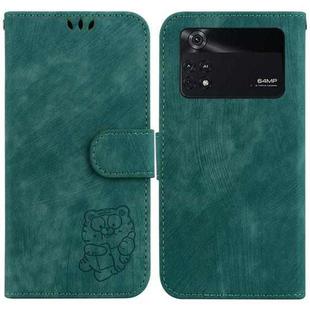 For Xiaomi Poco M4 Pro Little Tiger Embossed Leather Phone Case(Green)