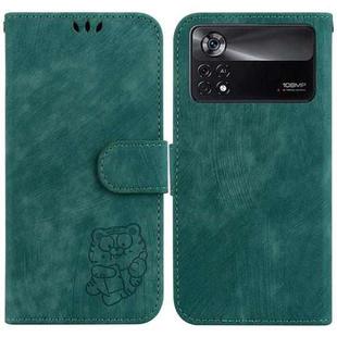 For Xiaomi Poco X4 Pro 5G Little Tiger Embossed Leather Phone Case(Green)