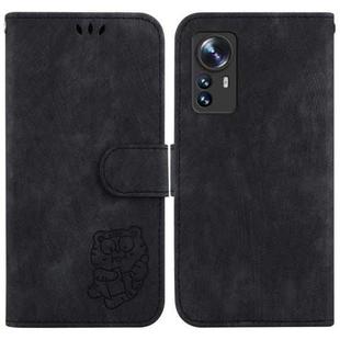 For Xiaomi 12 / 12X Little Tiger Embossed Leather Phone Case(Black)