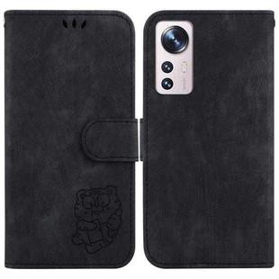For Xiaomi 12 Pro Little Tiger Embossed Leather Phone Case(Black)