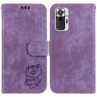 For Redmi Note 10 Lite / Note 10 Pro Little Tiger Embossed Leather Phone Case(Purple)