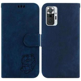 For Redmi Note 10 Lite / Note 10 Pro Little Tiger Embossed Leather Phone Case(Dark Blue)