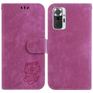For Redmi Note 10 Lite / Note 10 Pro Little Tiger Embossed Leather Phone Case(Rose Red)